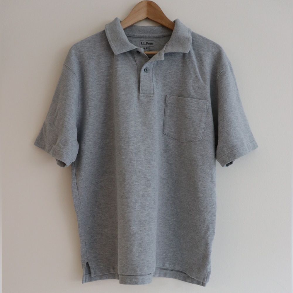 L.L.Bean Men’s Polo Shirt Short Sleeves Gray Size M